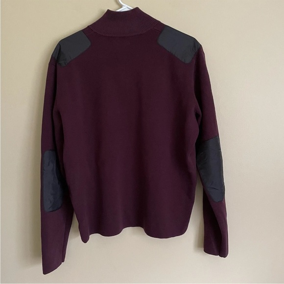 Victorinox Sweater Men's Burgundy 1/4 Zip Patched Elbows Shoulder Cotton Blend M - Picture 3 of 8